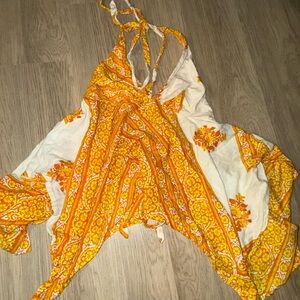 Vibrant Yellow and‎ Orange Floral Tank Top